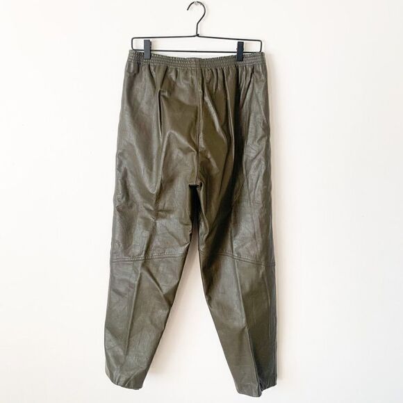 Erez Sport Vintage Women’s Moss Green All Leather Extreme High Rise Cinched Wais - Picture 3 of 6